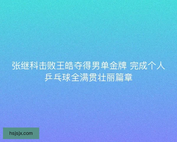 张继科击败王皓夺得男单金牌 完成个人乒乓球全满贯壮丽篇章